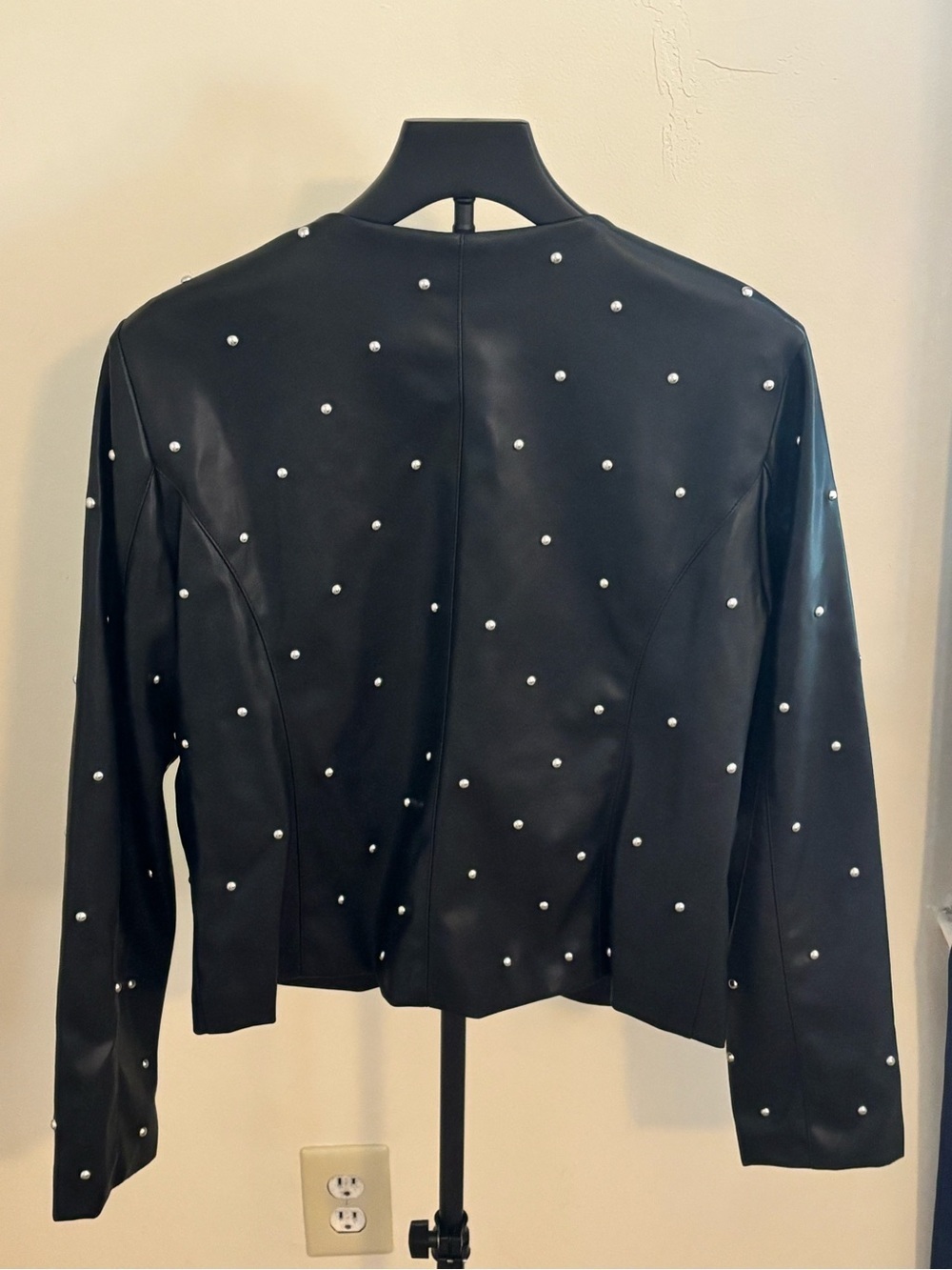 bagatelle Black Faux-Leather Bomber Jacket with silver Studs - Picture 4 of 6
